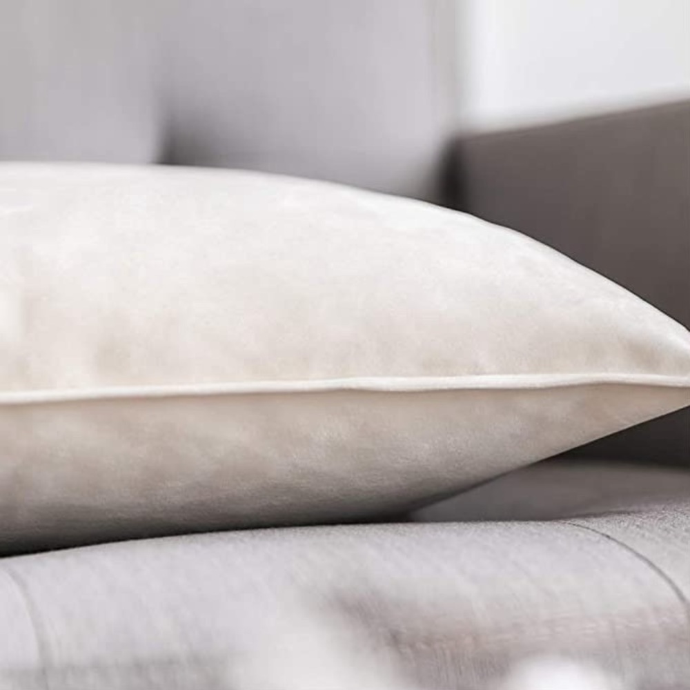 2 Velvet Pillow Covers - 20 in x 20 inches - Cream White